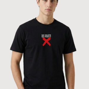 Black Graphic T-Shirt – No Skate No Party Streetwear Tee