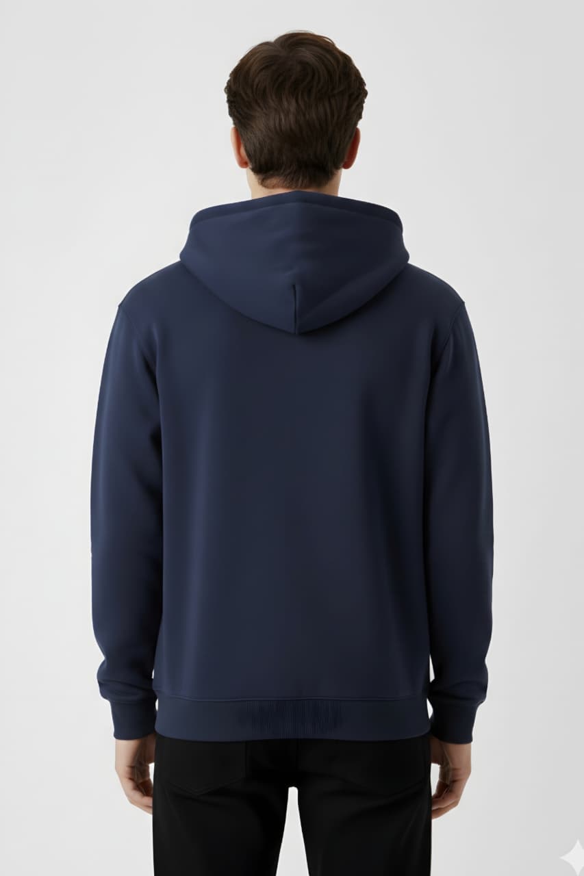 Navy Blue Zip-Up Hoodie – Classic Streetwear Zipper Hoodie - Image 2