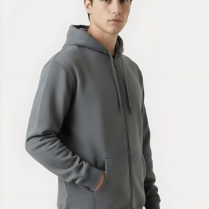 Gray Zip-Up Hoodie – Classic Streetwear Zipper Hoodie