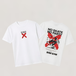 White Graphic T-Shirt – No Skate No Party Streetwear Tee