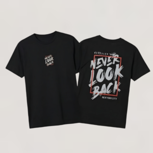 Black Graphic T-Shirt – Never Look Back – Street Style Tee