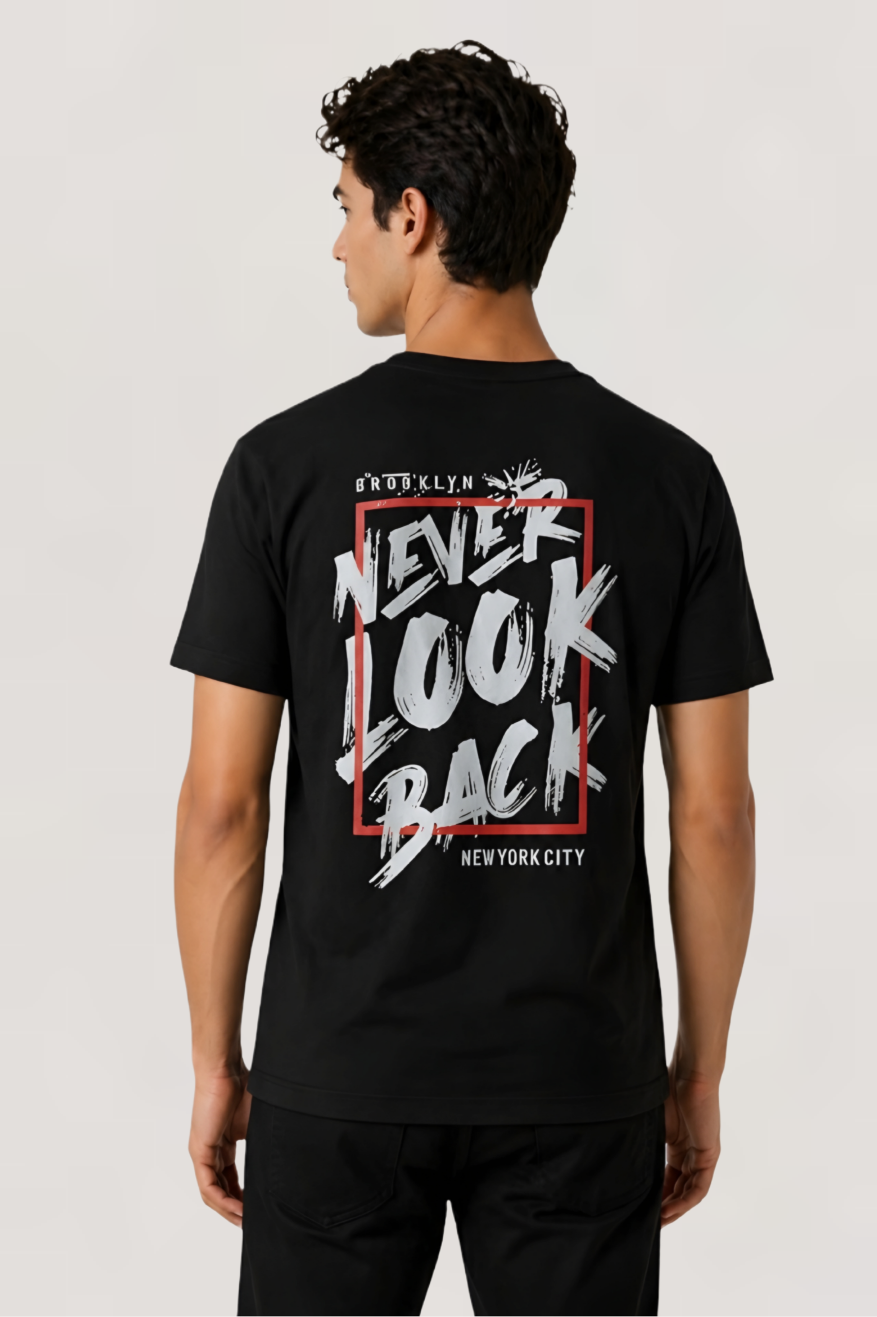 Black Graphic T-Shirt – Never Look Back – Street Style Tee - Image 3