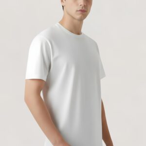 White Half Sleeve T-Shirt – Classic Round Neck Comfortable Fit
