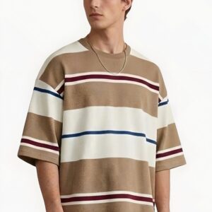 Vintage Striped Old Money Drop Shoulder T-Shirt