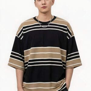 Old Money Striped Drop Shoulder T-Shirt – Premium Oversized Streetwear