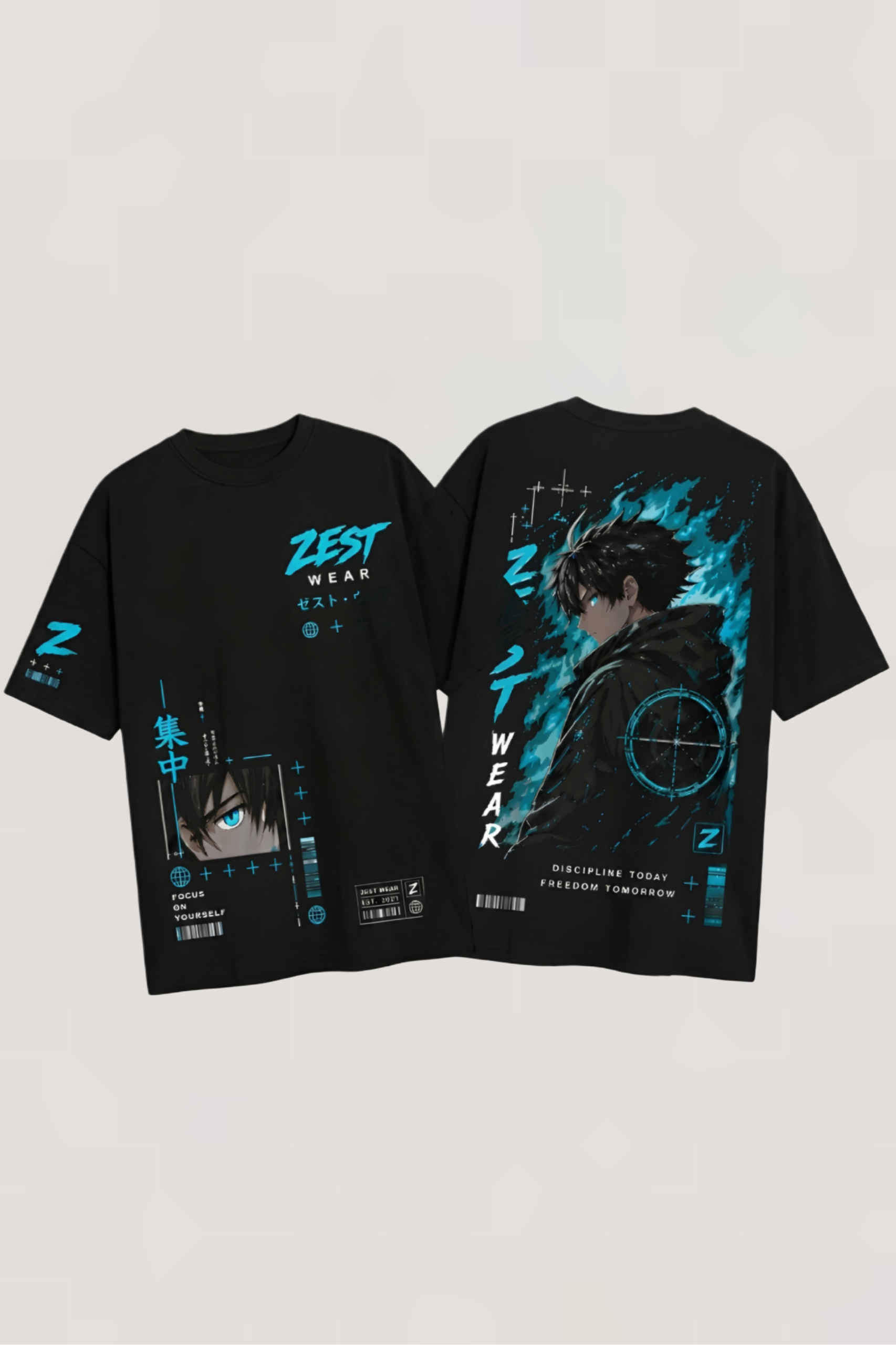 Focus On Yourself Oversized Anime Graphic drop shoulder T-Shirt