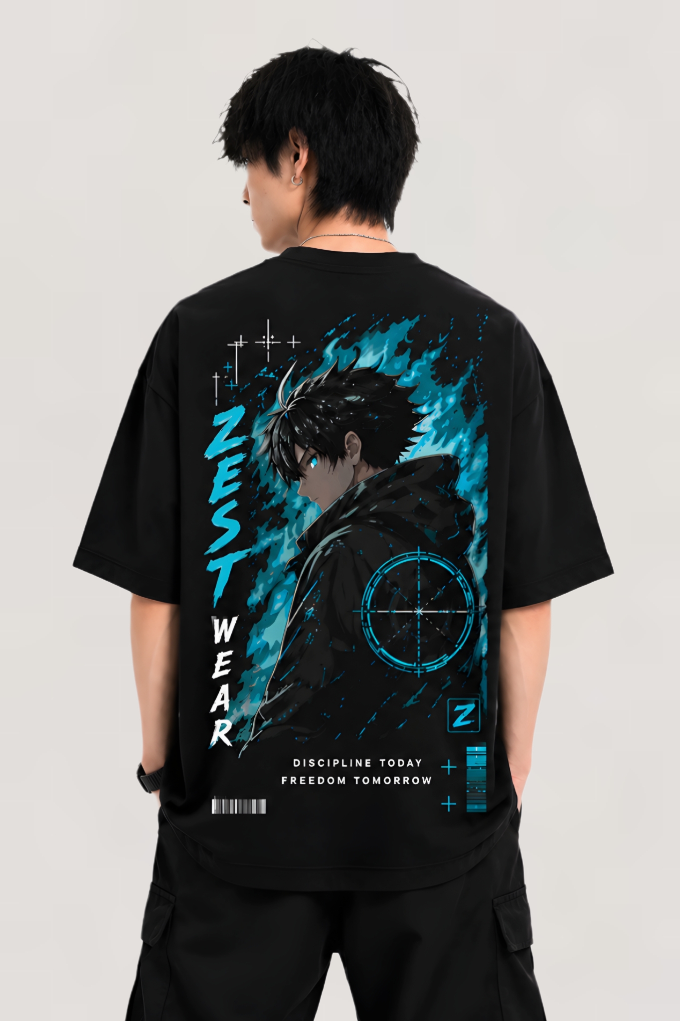 Focus On Yourself Oversized Anime Graphic drop shoulder T-Shirt - Image 3