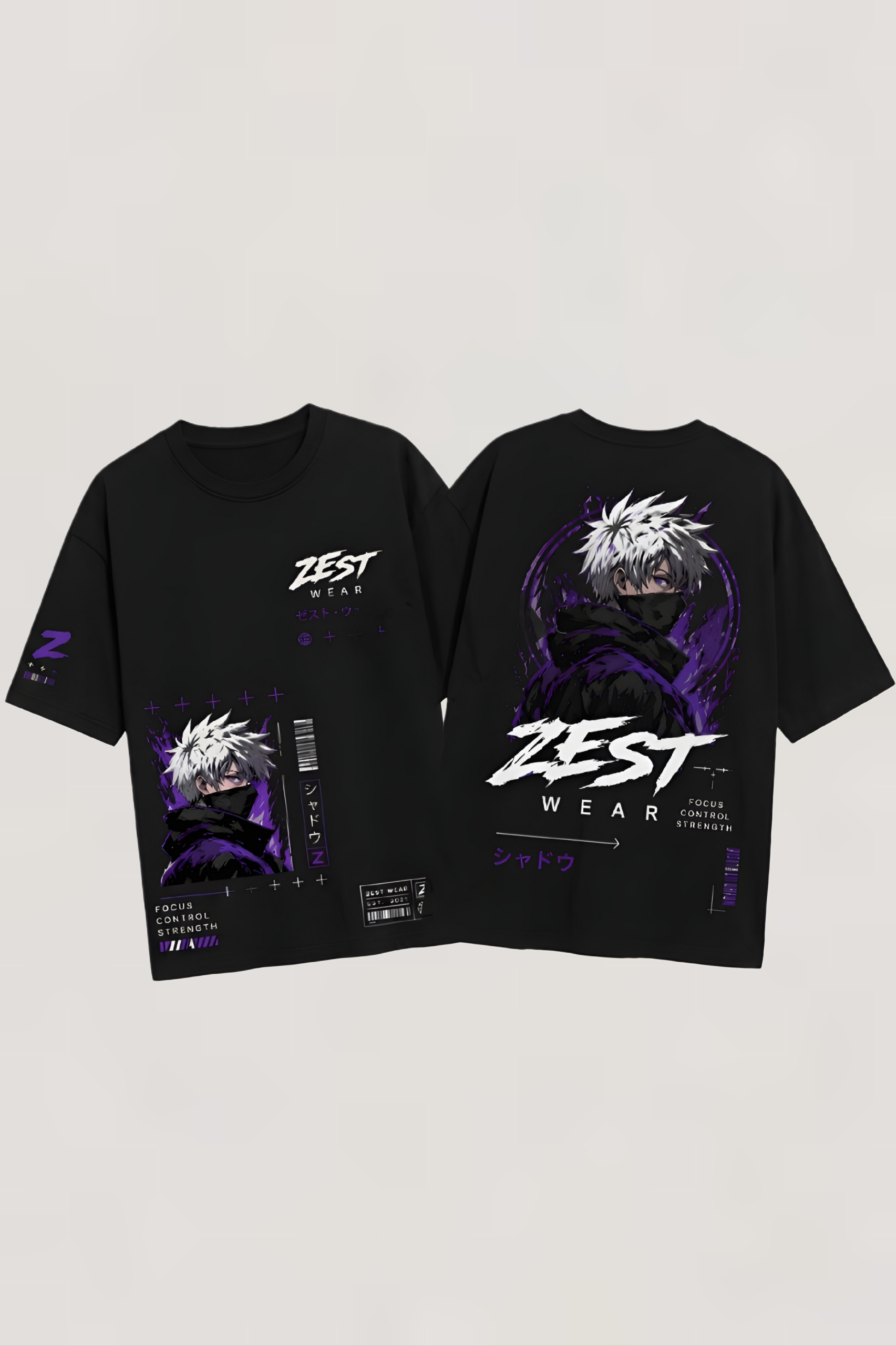 ZEST WEAR Shadow Focus Oversized Black T-Shirt | Anime Streetwear Graphic Tee