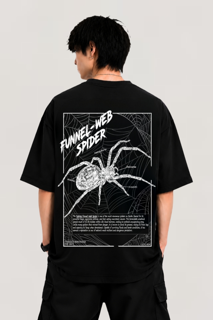 ZEST WEAR Funnel-Web Spider Oversized Black T-Shirt | Premium Graphic Streetwear Tee - Image 3
