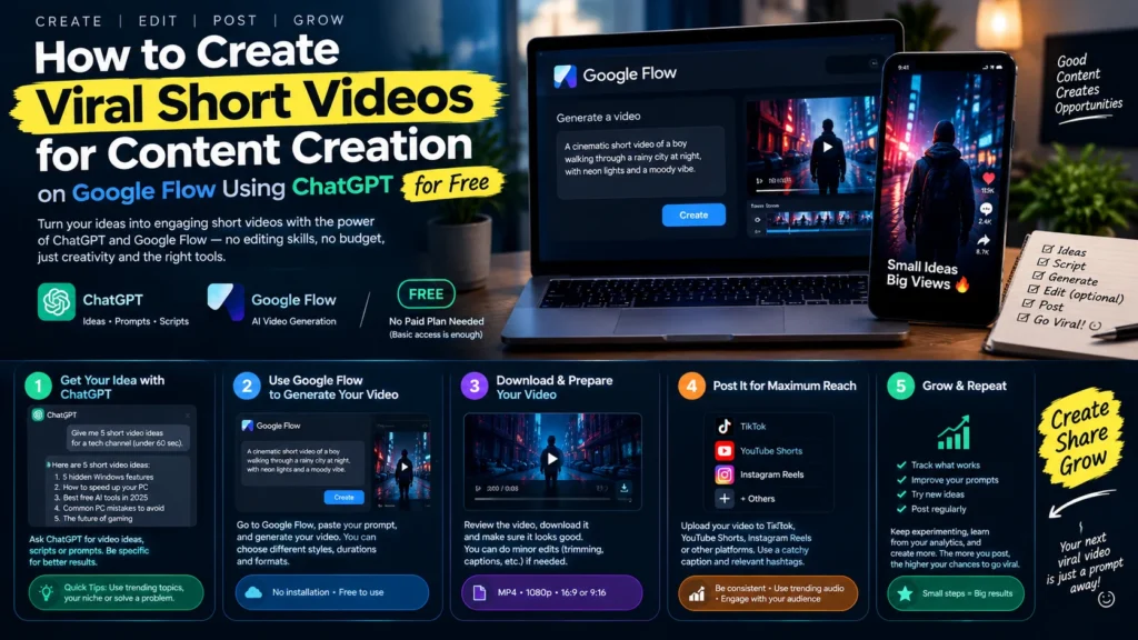 How to Create Viral Short Videos for Content Creation on Google Flow Using ChatGPT for Free